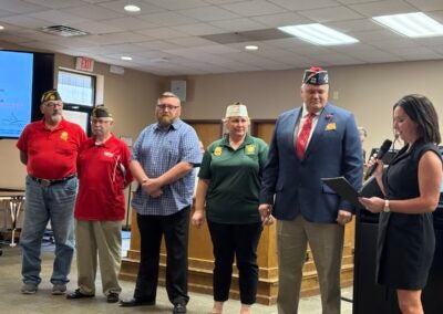 Members of VFW Post 12190 Kelvin Reese, commander, Heidi Dupee, quarter masters, Scott Killebrew, Bill Bushel and Jim McMenamin accepted the proclamation declaring May 1 as Loyalty Day from District 4 Commissioner Alison Couch. Staff photo by Stephanie Hill