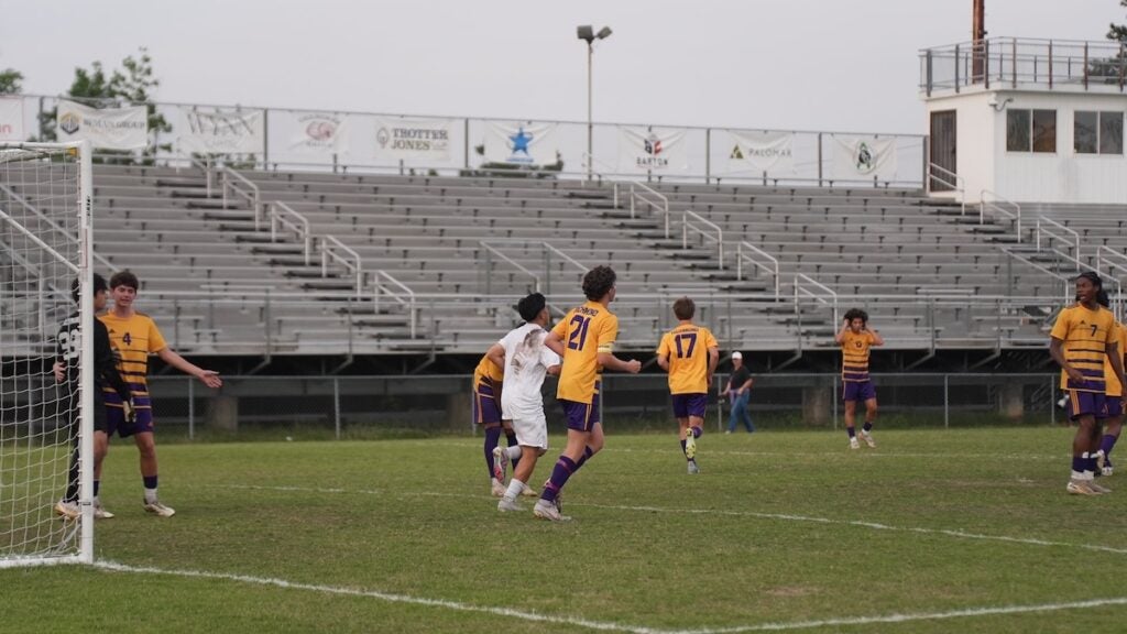 The Academy of Richmond County (ARC) boys soccer team defeated East Hall 5-2 in the first round of the GHSA class AAA playoffs on Friday, April 25. Photo by Teon Scott