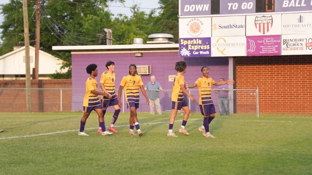 The Academy of Richmond County (ARC) boys soccer team defeated East Hall 5-2 in the first round of the GHSA class AAA playoffs on Friday, April 25. Photo by Teon Scott