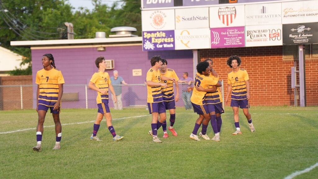 The Academy of Richmond County (ARC) boys soccer team defeated East Hall 5-2 in the first round of the GHSA class AAA playoffs on Friday, April 25. Photo by Teon Scott