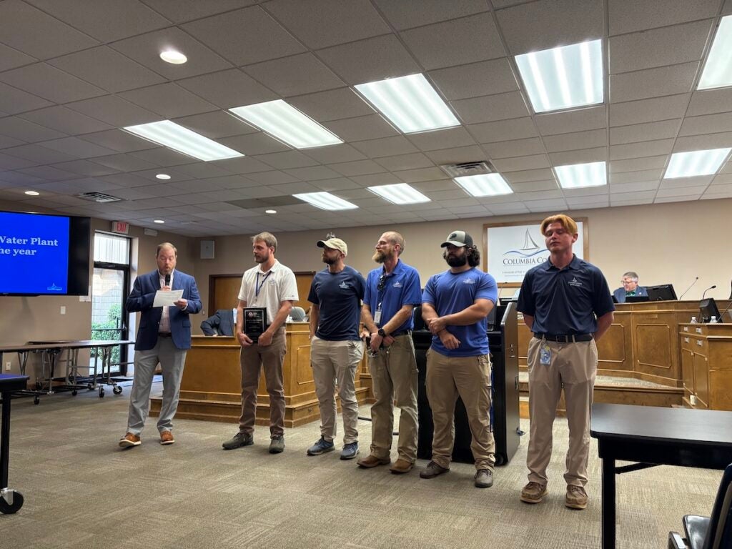 Staff members of the Waste Water Plant were recognized for winning Waste Water Plant of the Year. Staff photo by Stephanie Hill