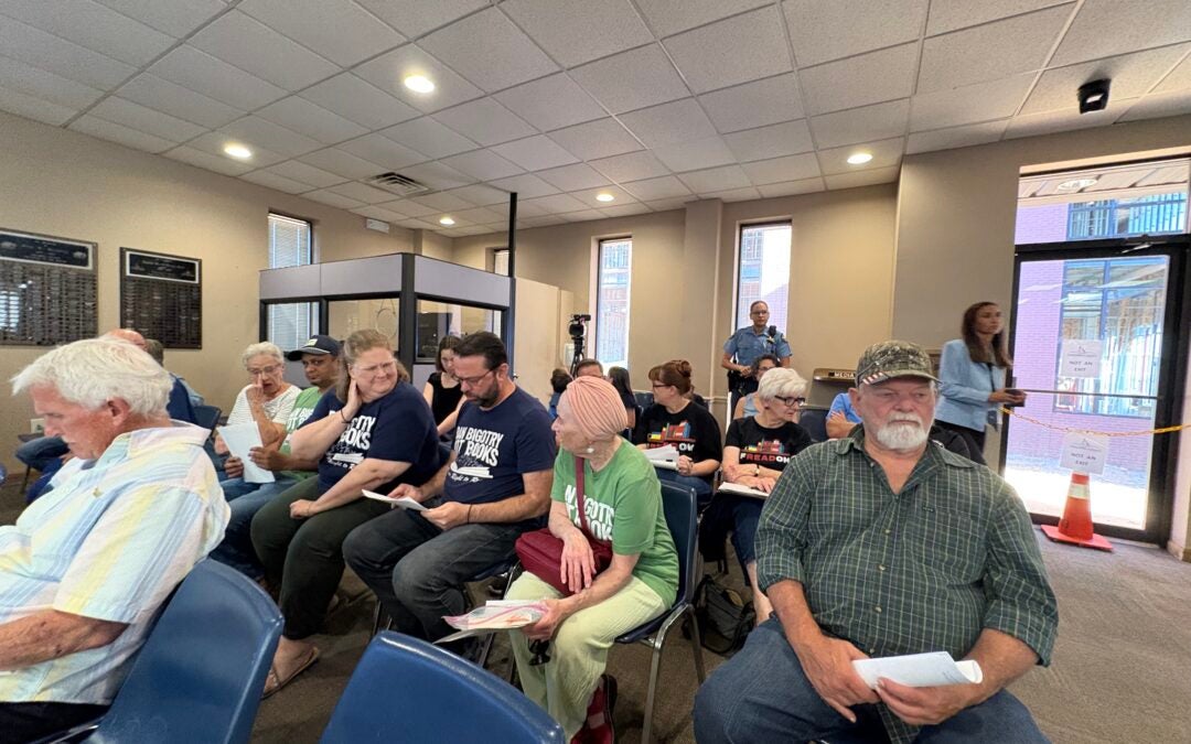 A group of people against the county leaving the state library system came to the Columbia County Board of Commissioners meeting on Tuesday, May 6. Staff photo by Stephanie Hill