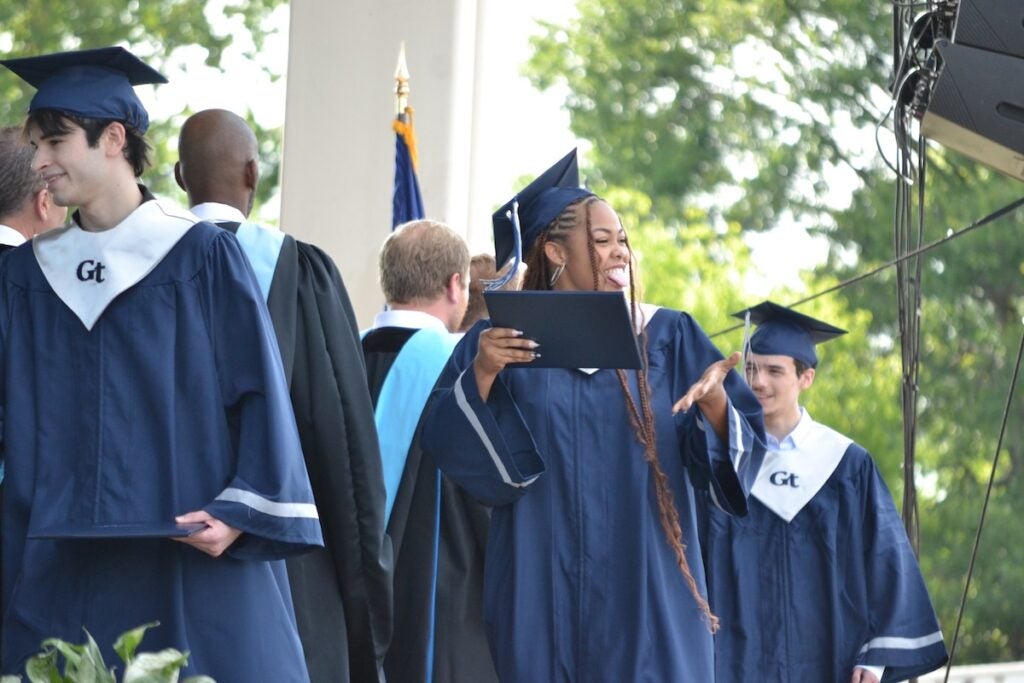 Grovetown High School graduates were all smiles as they received their diplomas. Staff photo by Stephanie Hill