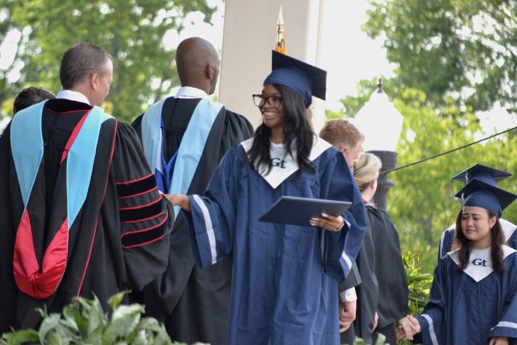 Grovetown High School graduates were all smiles as they received their diplomas. Staff photo by Stephanie Hill