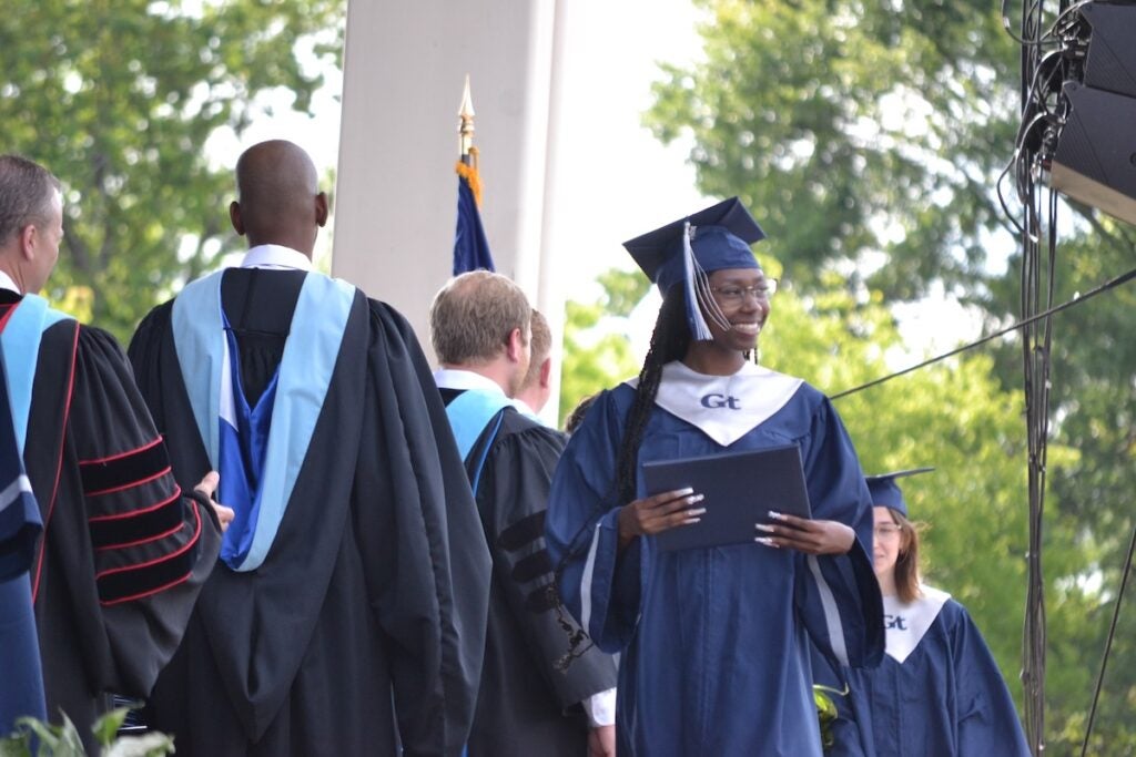 Grovetown High School graduates were all smiles as they received their diplomas. Staff photo by Stephanie Hill