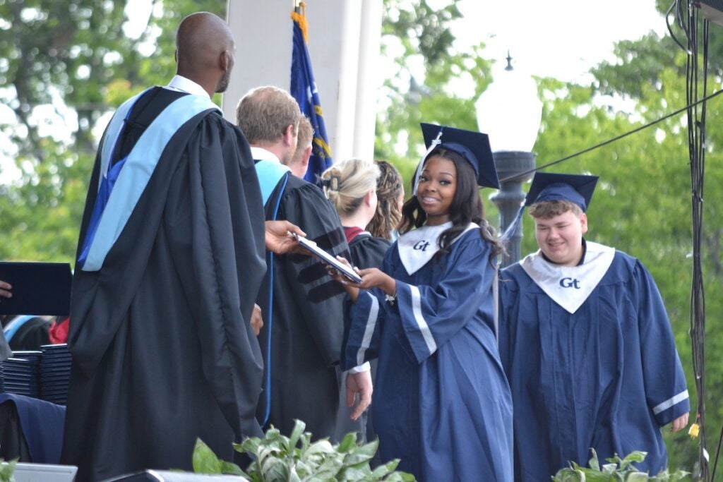 Grovetown High School graduates were all smiles as they received their diplomas. Staff photo by Stephanie Hill