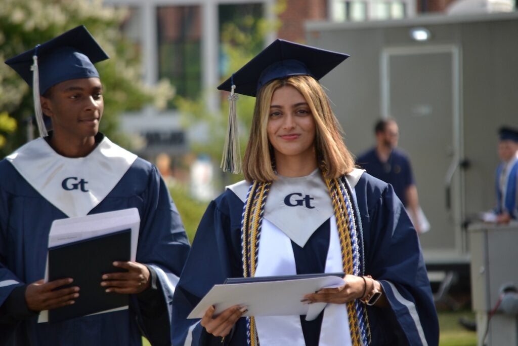 Grovetown High School graduates were all smiles as they received their diplomas. Staff photo by Stephanie Hill