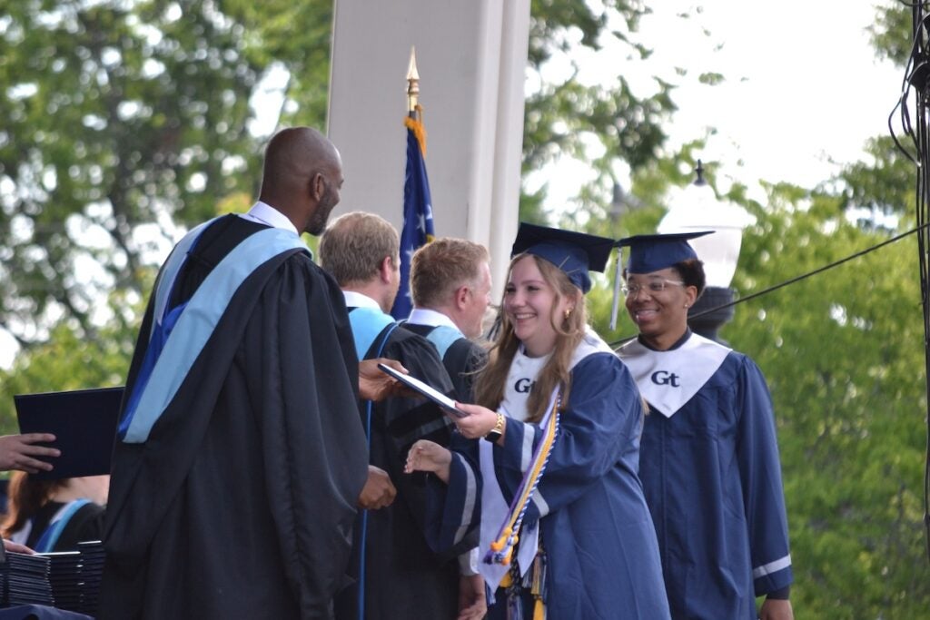 Grovetown High School graduates were all smiles as they received their diplomas. Staff photo by Stephanie Hill