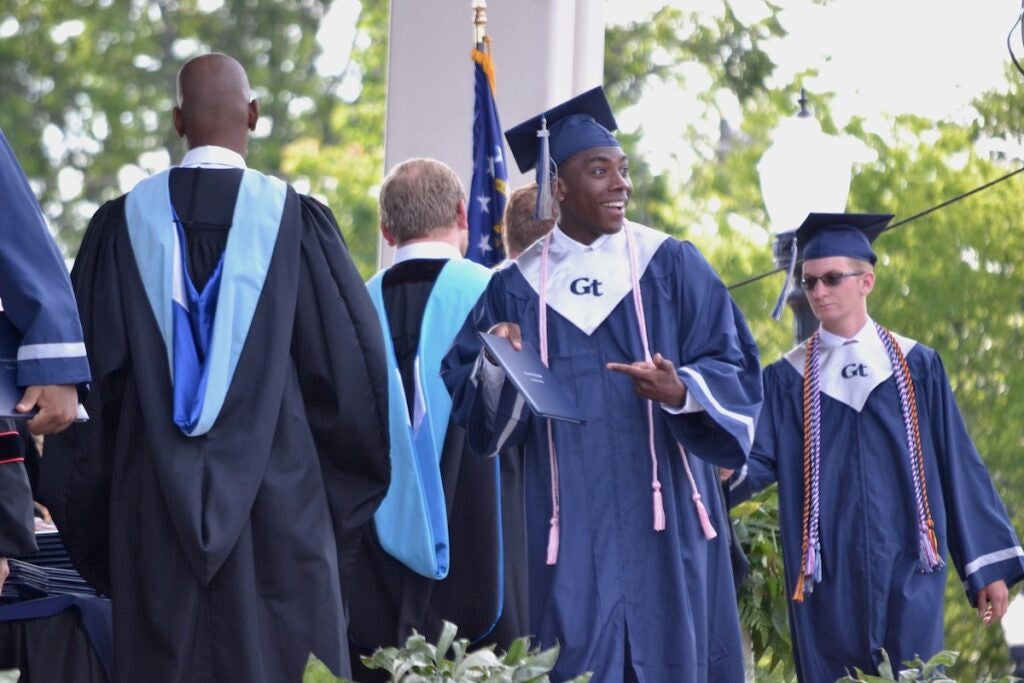 Grovetown High School graduates were all smiles as they received their diplomas. Staff photo by Stephanie Hill