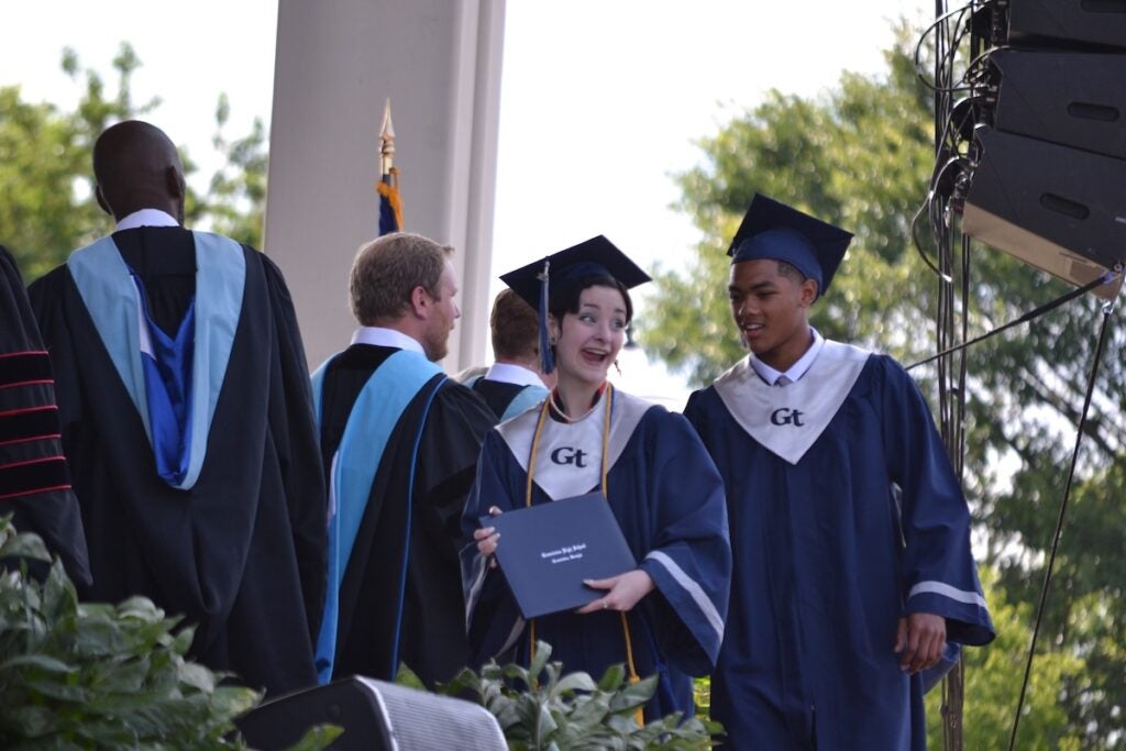 Grovetown High School graduates were all smiles as they received their diplomas. Staff photo by Stephanie Hill
