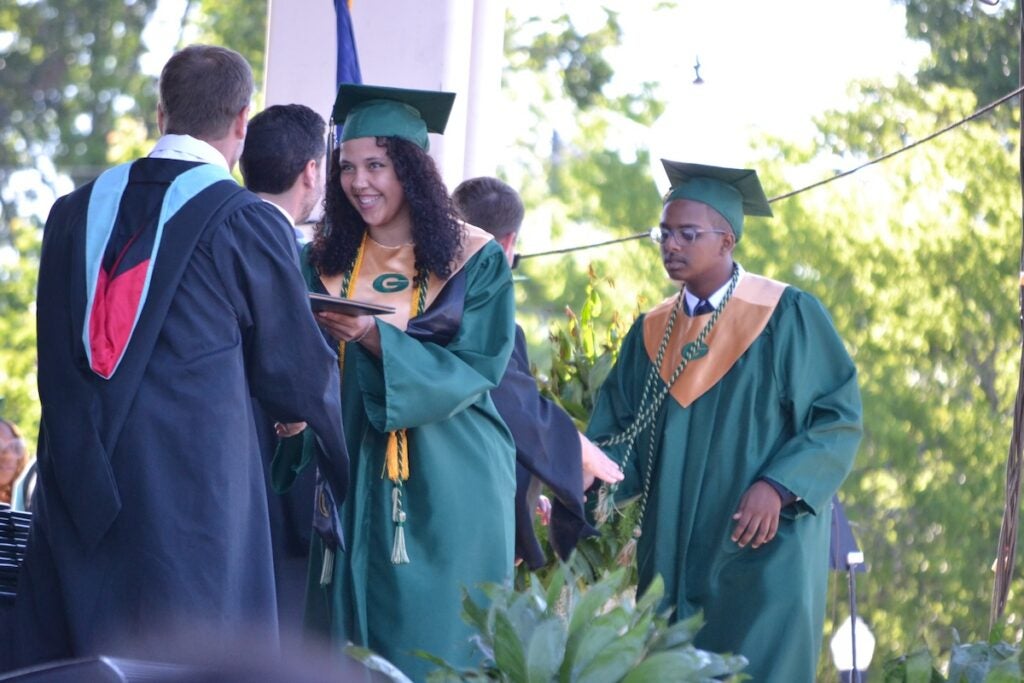 Greenbrier High School graduates shook hands and smiled while making their way across the stage to receive their diplomas. Staff photo by Stephanie Hill