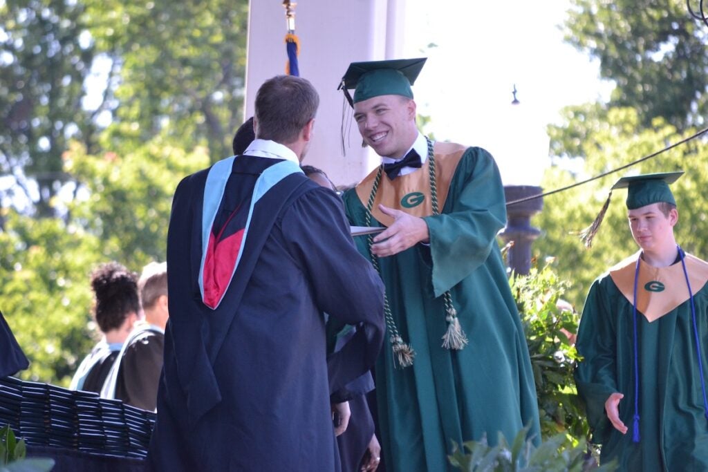 Greenbrier High School graduates shook hands and smiled while making their way across the stage to receive their diplomas. Staff photo by Stephanie Hill