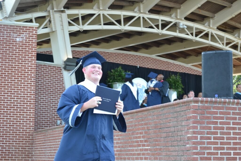 Grovetown High School graduates were all smiles as they received their diplomas. Staff photo by Stephanie Hill