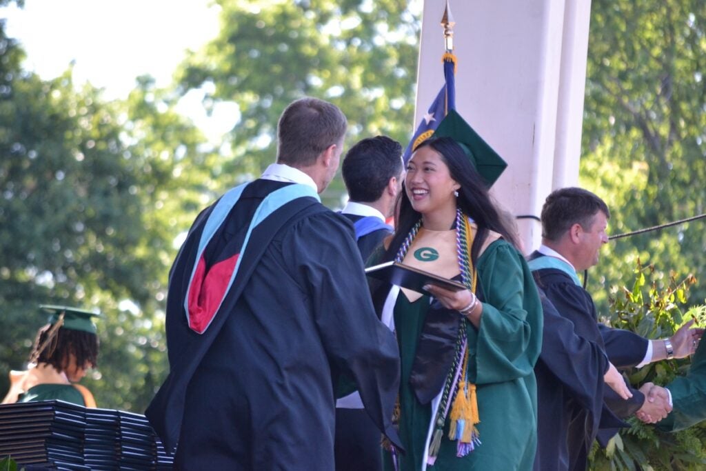 Greenbrier High School graduates shook hands and smiled while making their way across the stage to receive their diplomas. Staff photo by Stephanie Hill
