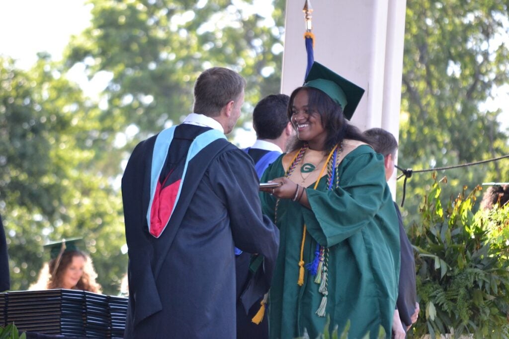 Greenbrier High School graduates shook hands and smiled while making their way across the stage to receive their diplomas. Staff photo by Stephanie Hill