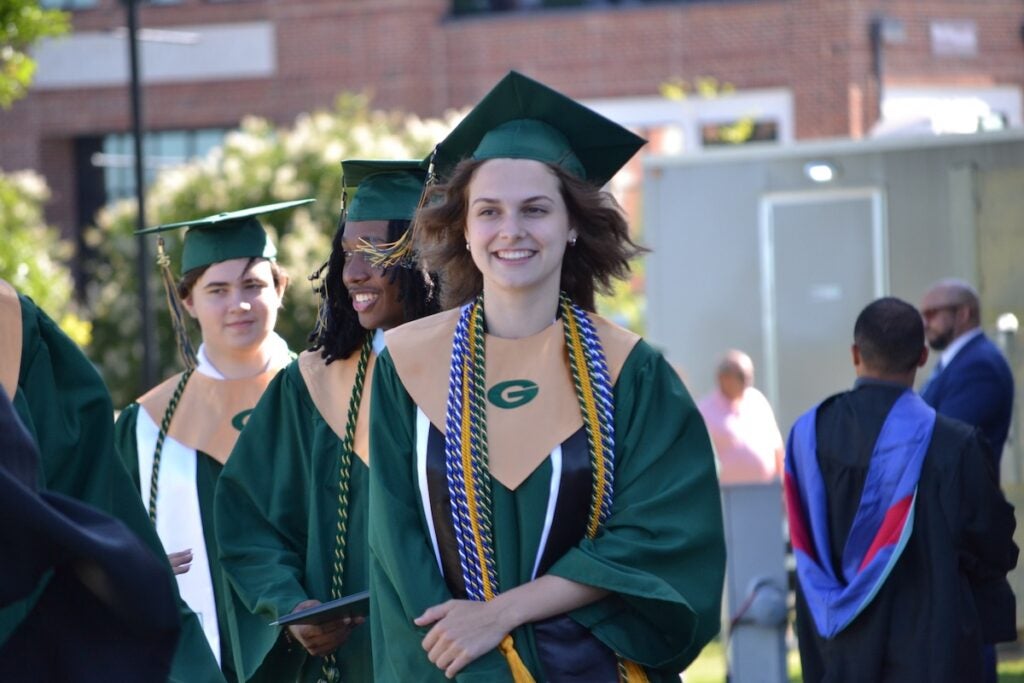 Greenbrier High School graduates shook hands and smiled while making their way across the stage to receive their diplomas. Staff photo by Stephanie Hill