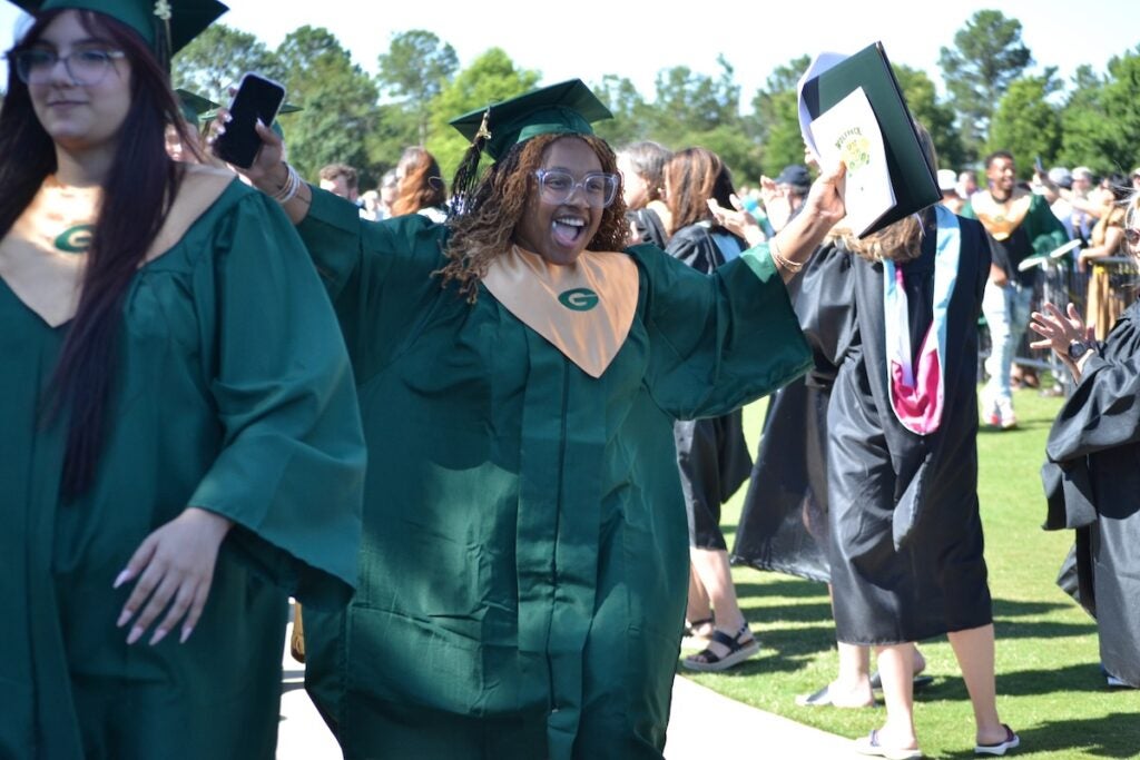 Greenbrier High School graduates celebrate after receiveing their diplomas. Staff photo by Stephanie Hill