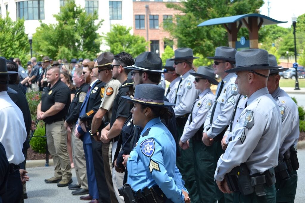 Hundreds of law enforcement officials attended the funeral of Deputy Brandon Sikes on Monday, May 5. Staff photo by Stephanie Hill