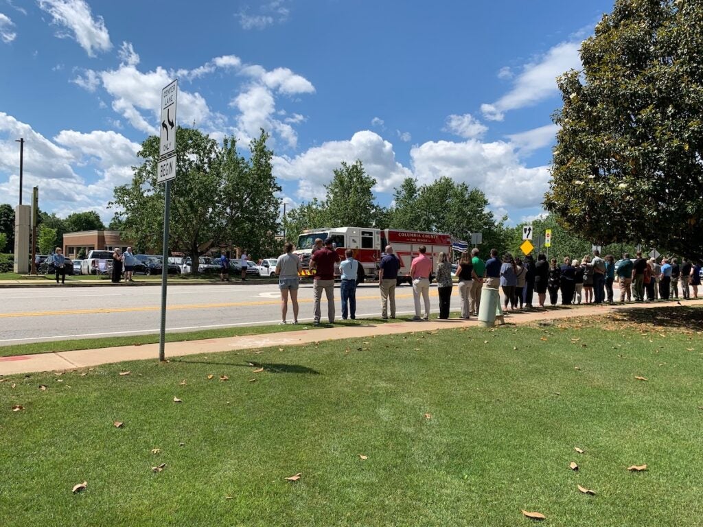 Fire Department officials and emergency services personnel joined the funeral procession. Staff photo by Scott Hudson