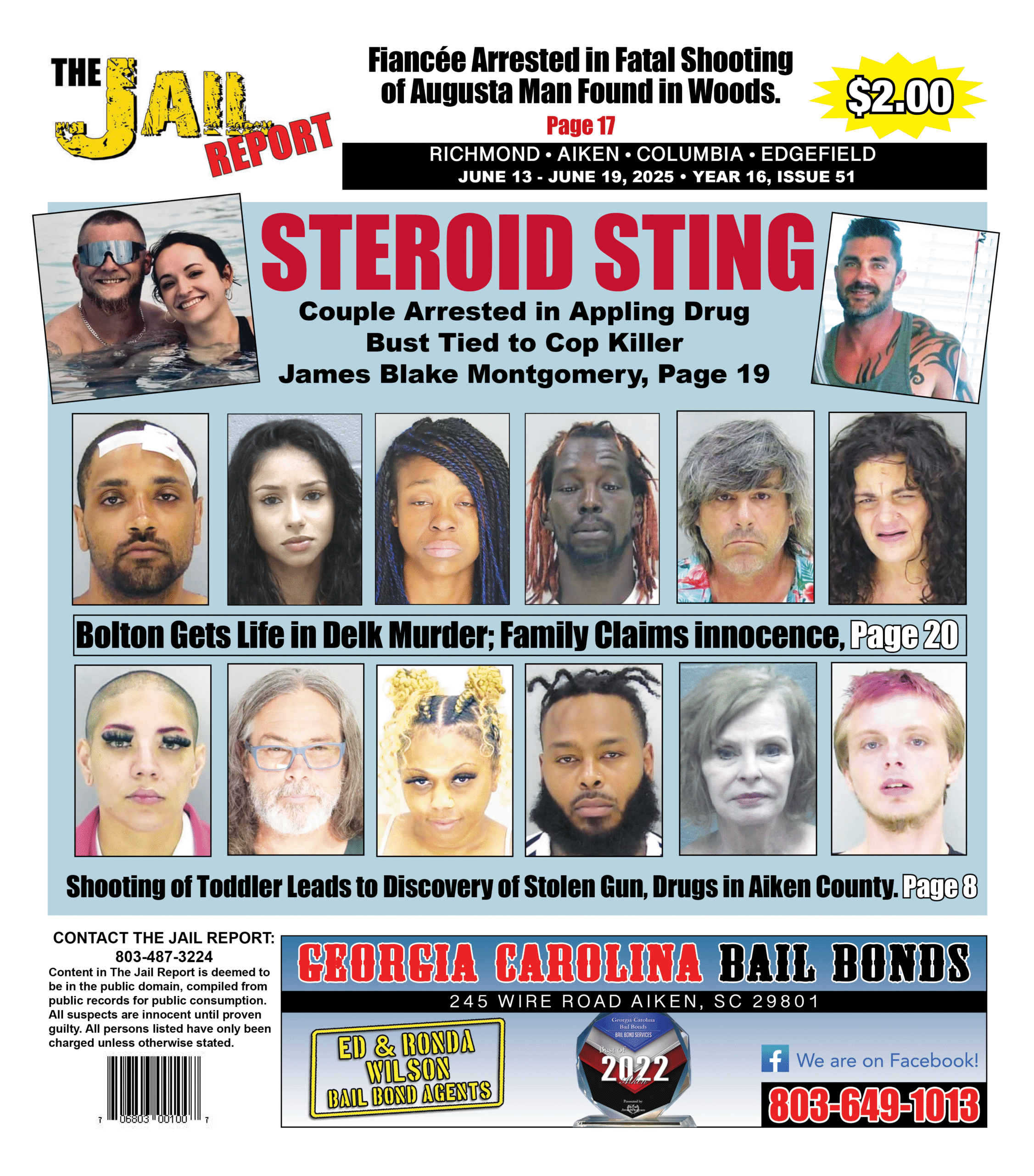 Augusta 1651 Layout Front Cover of Jail Report for June 14th.