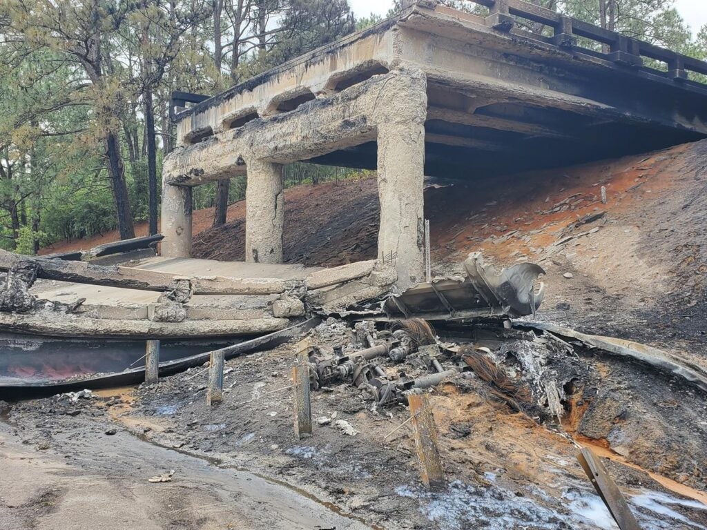 Photo of the bridge collapse near mile marker 13 on I-20 in Aiken County. Photo from Rep. Melissa Oremus Facebook
