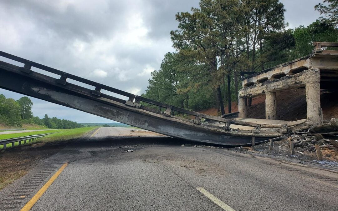 Photo of the bridge collapse near mile marker 13 on I-20 in Aiken County. Photo from Rep. Melissa Oremus Facebook