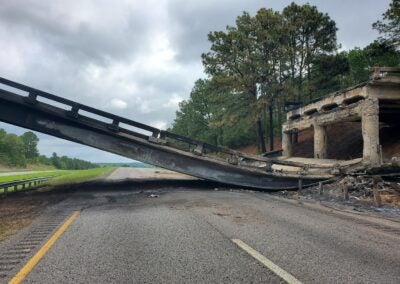 Photo of the bridge collapse near mile marker 13 on I-20 in Aiken County. Photo from Rep. Melissa Oremus Facebook