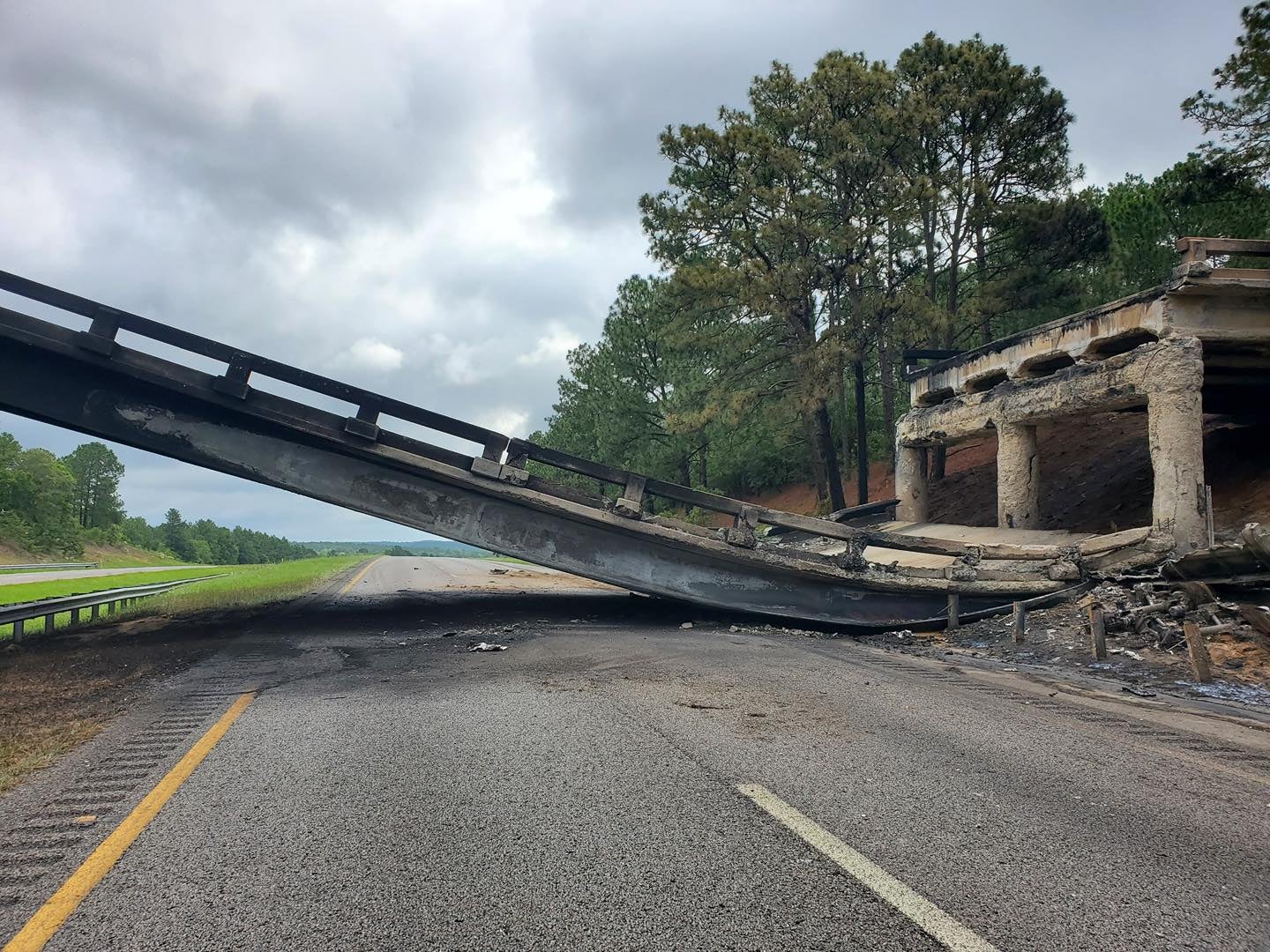 Photo of the bridge collapse near mile marker 13 on I-20 in Aiken County. Photo from Rep. Melissa Oremus Facebook