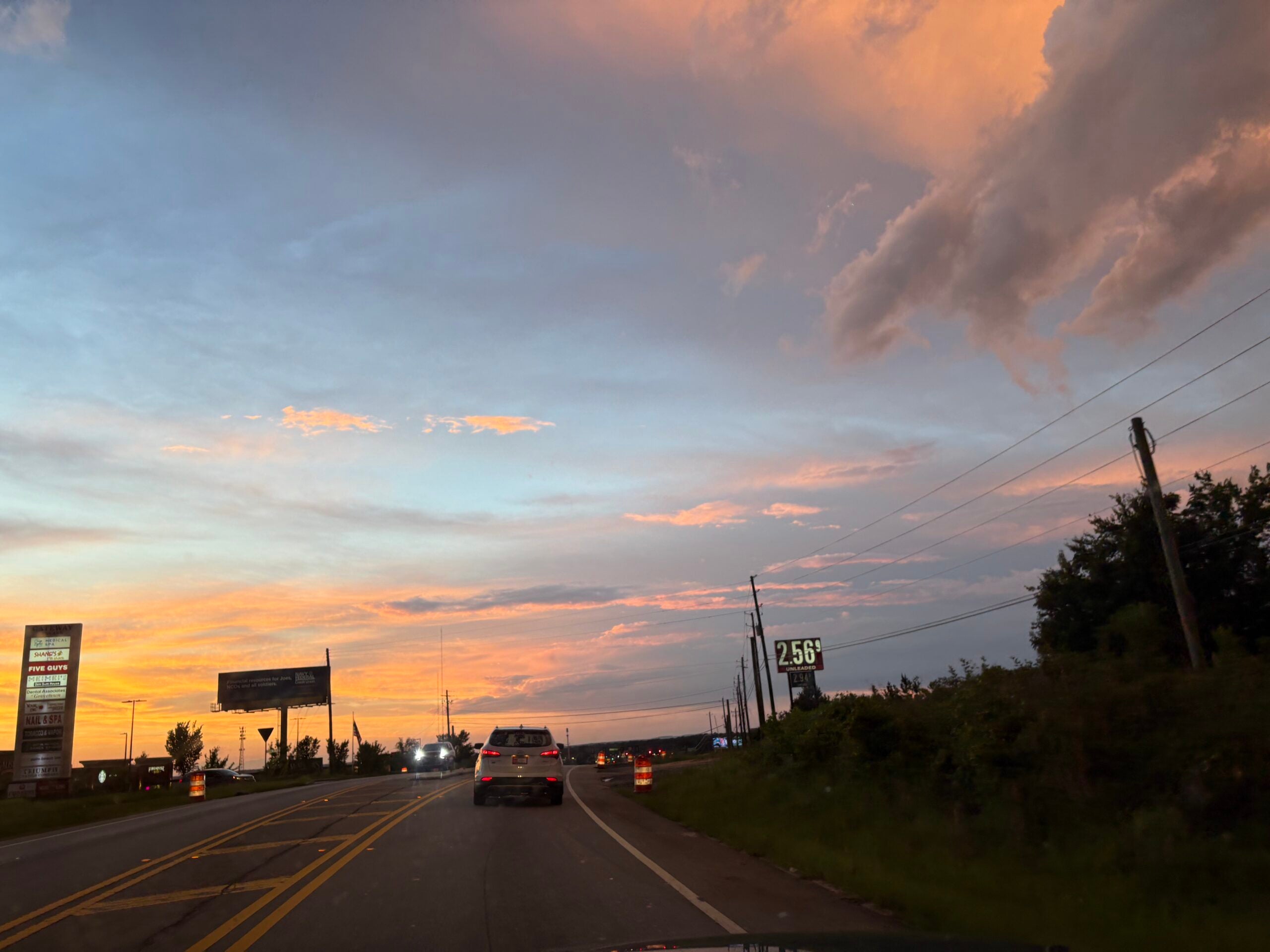 Prior to the storm rolling in Tuesday night, the sky had a pinkish hue ahead of the Strawberry Moon. Staff photo by Stephanie Hill
