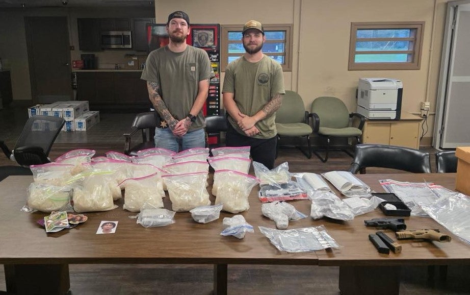 Authorities seized 20,100.08 grams (44 pounds) of meth , 2,345.6 grams (5 pounds) of fentanyl, $18,346.00 in U.S. currency, two firearms and one vehicle in a recent bust. Photo courtesy RCSO