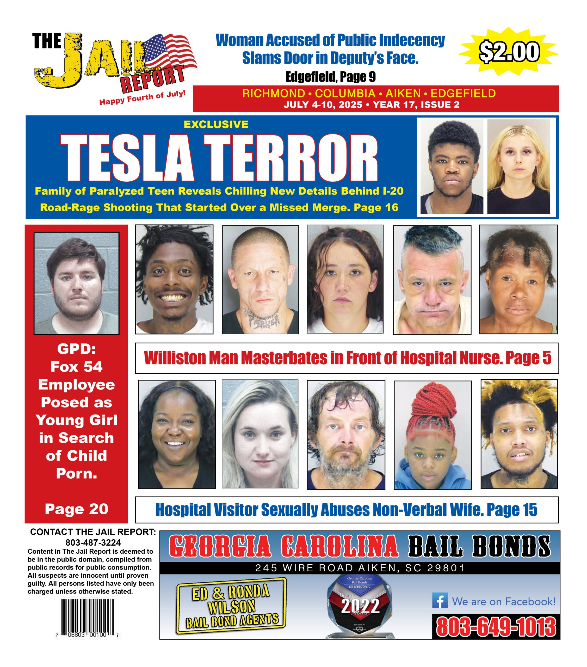 The front cover of the Jail Report for July 4, 2025.