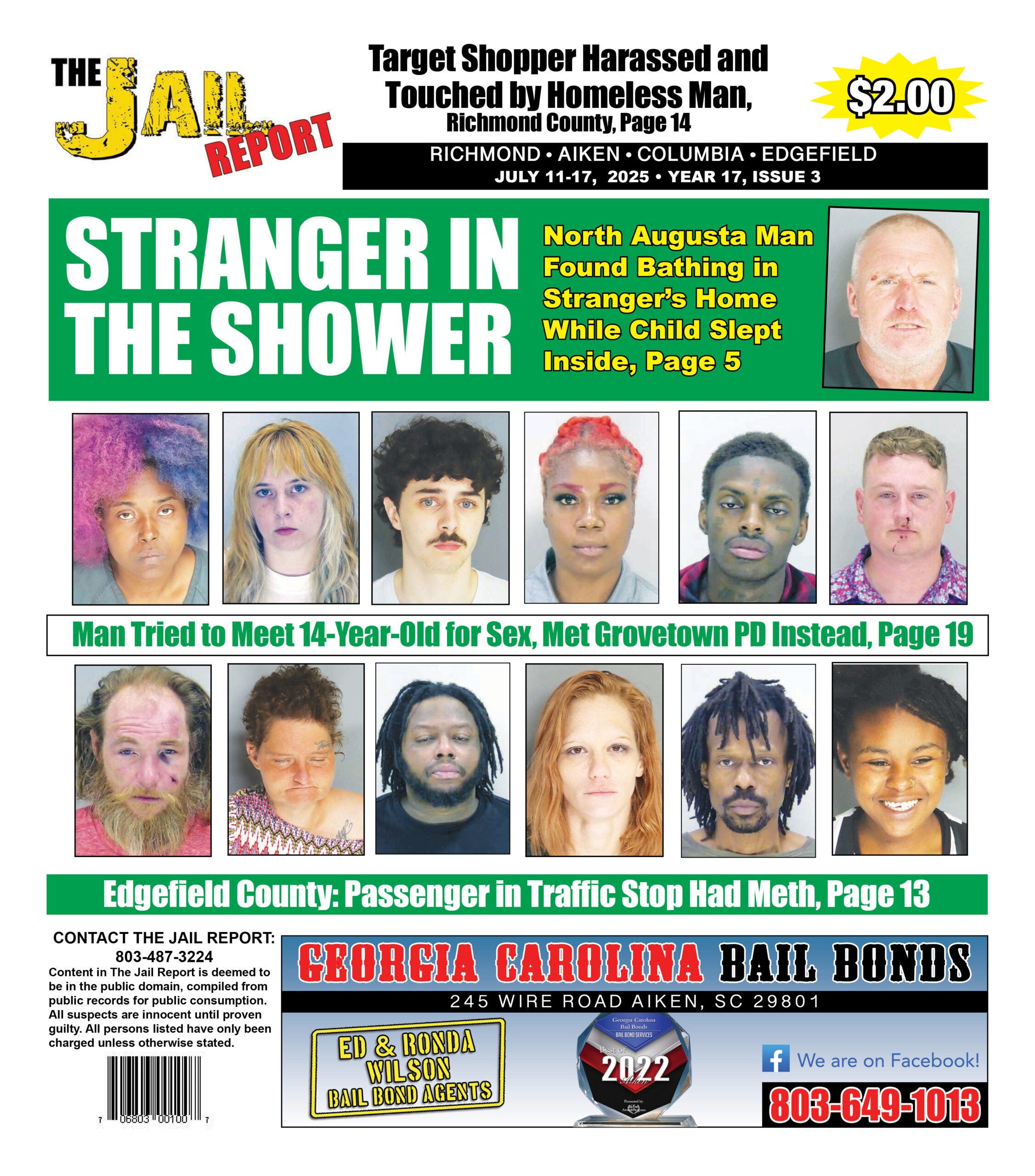 The front cover for the jail report for july 11th
