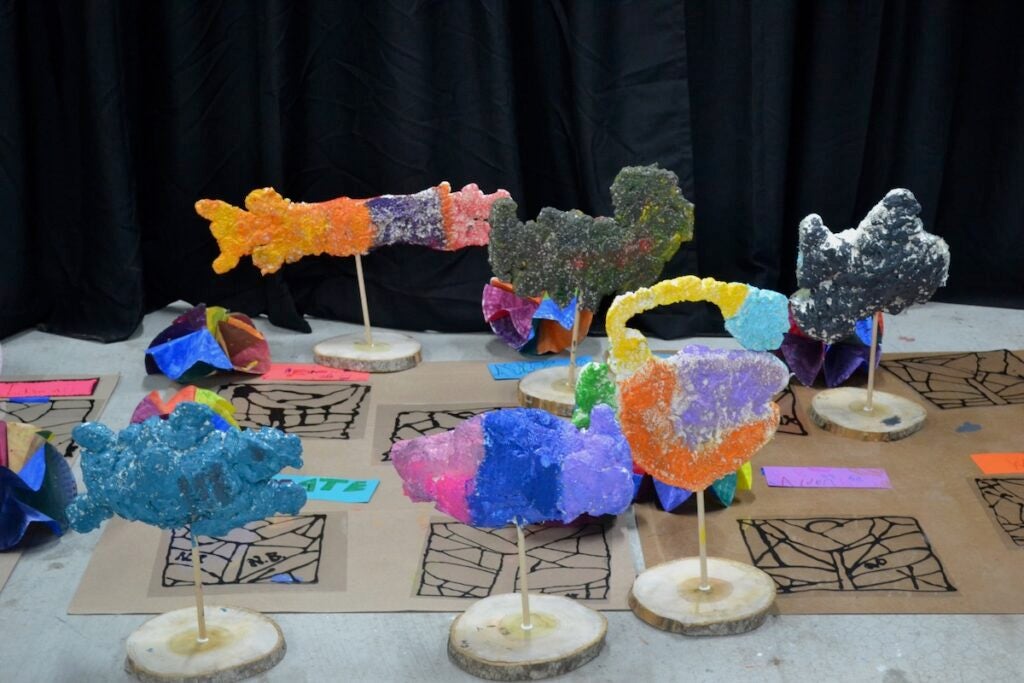 Campers at Camp Wonderland made props in art class that will be used during their showcase on the final day of camp. Staff photo by Stephanie Hill