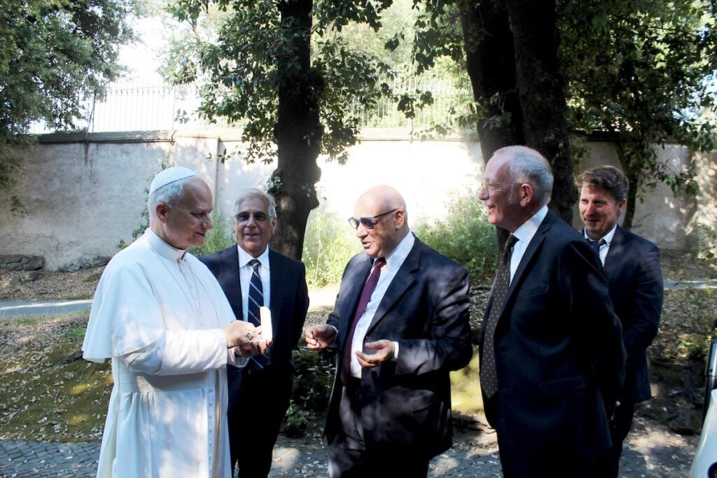 Pope Leo officially receives the keys of the vehicles. Photo courtesy Club Car