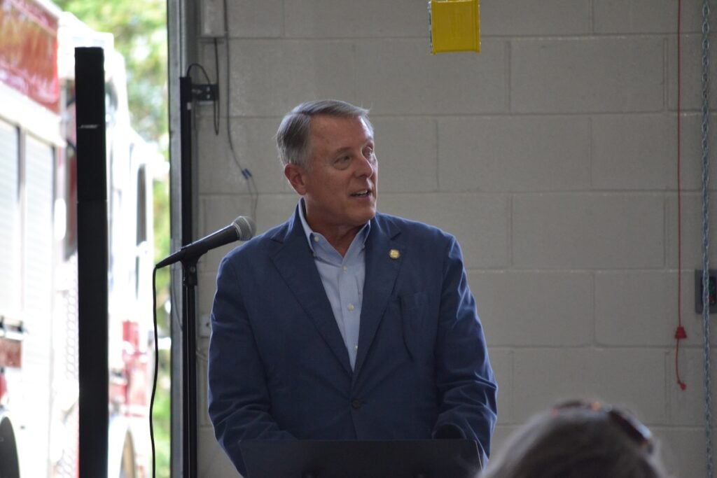 Columbia County Chairman Doug Duncan spoke at the ribbon cutting of Fire Station 2. Staff photo by Stephanie Hill