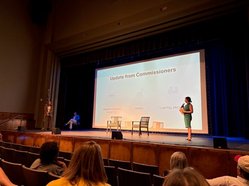 Columbia County District 1 Commissioner Connie Melear and District 4 Commissioner Alison Couch spoke at a town hall on Monday, August. 25. Staff photo by Stephanie Hill