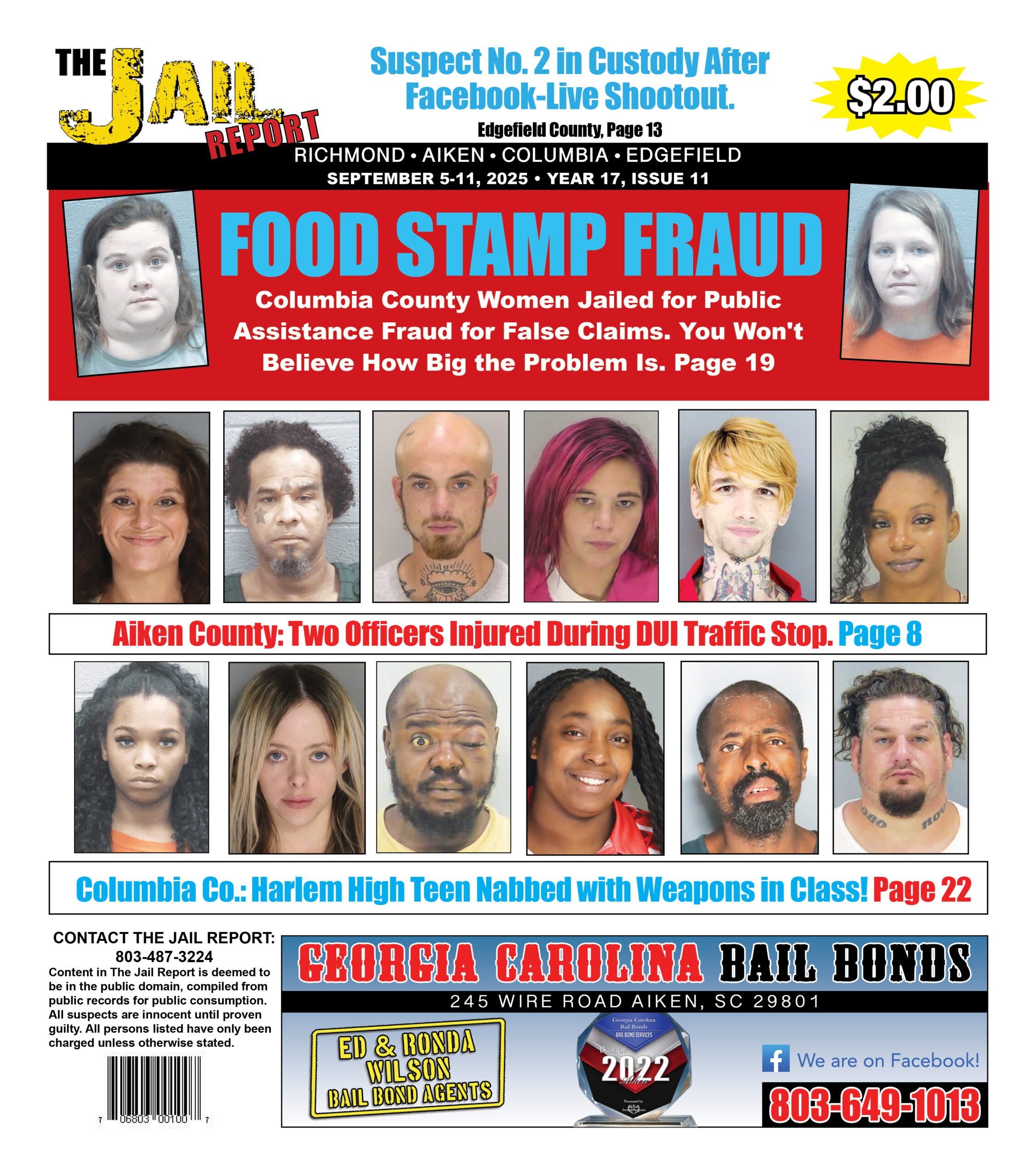 Augusta 1711 Cover The front cover of the Jail Report for September 5th.