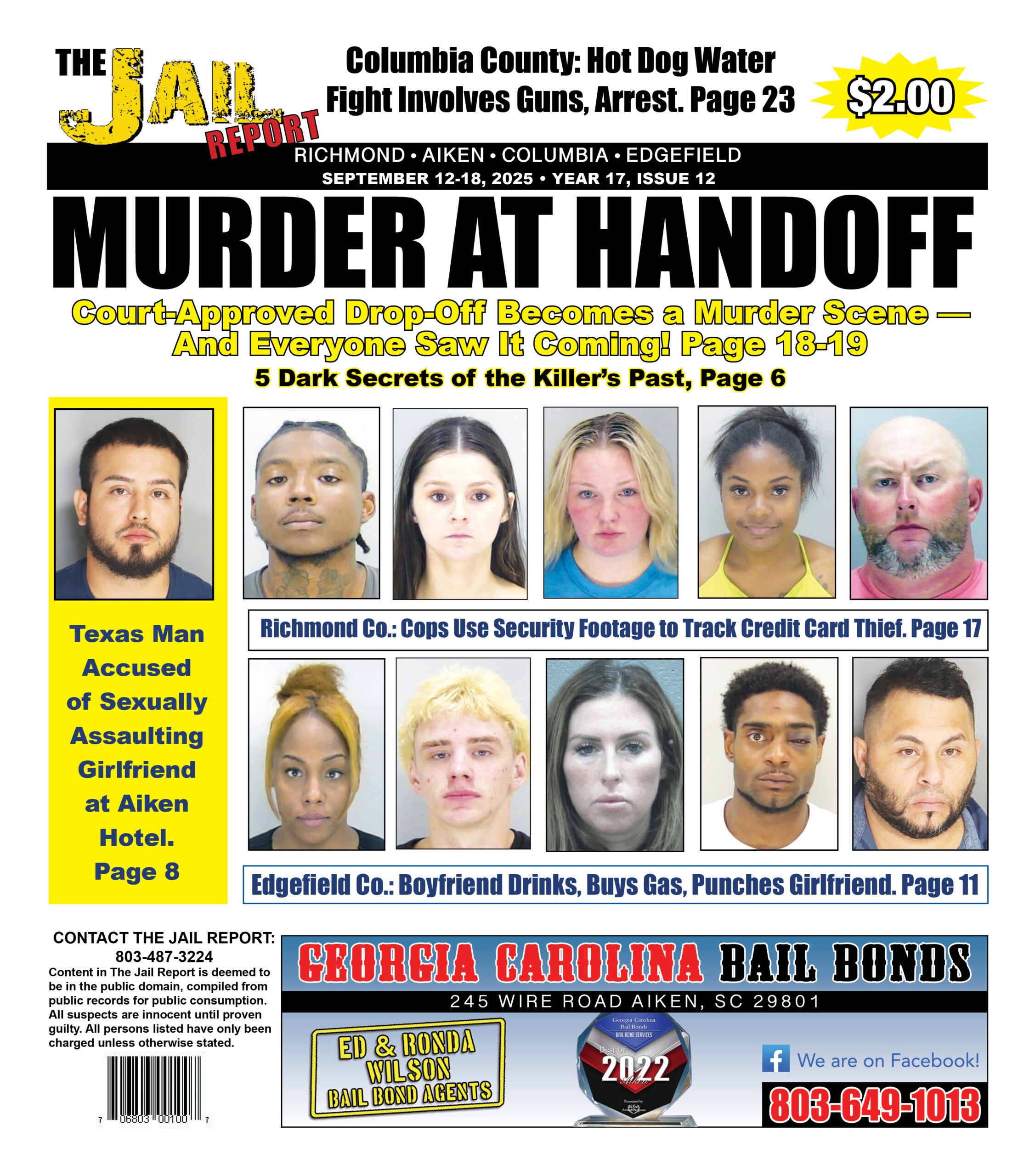 The front cover of the Jail Report for September 12.