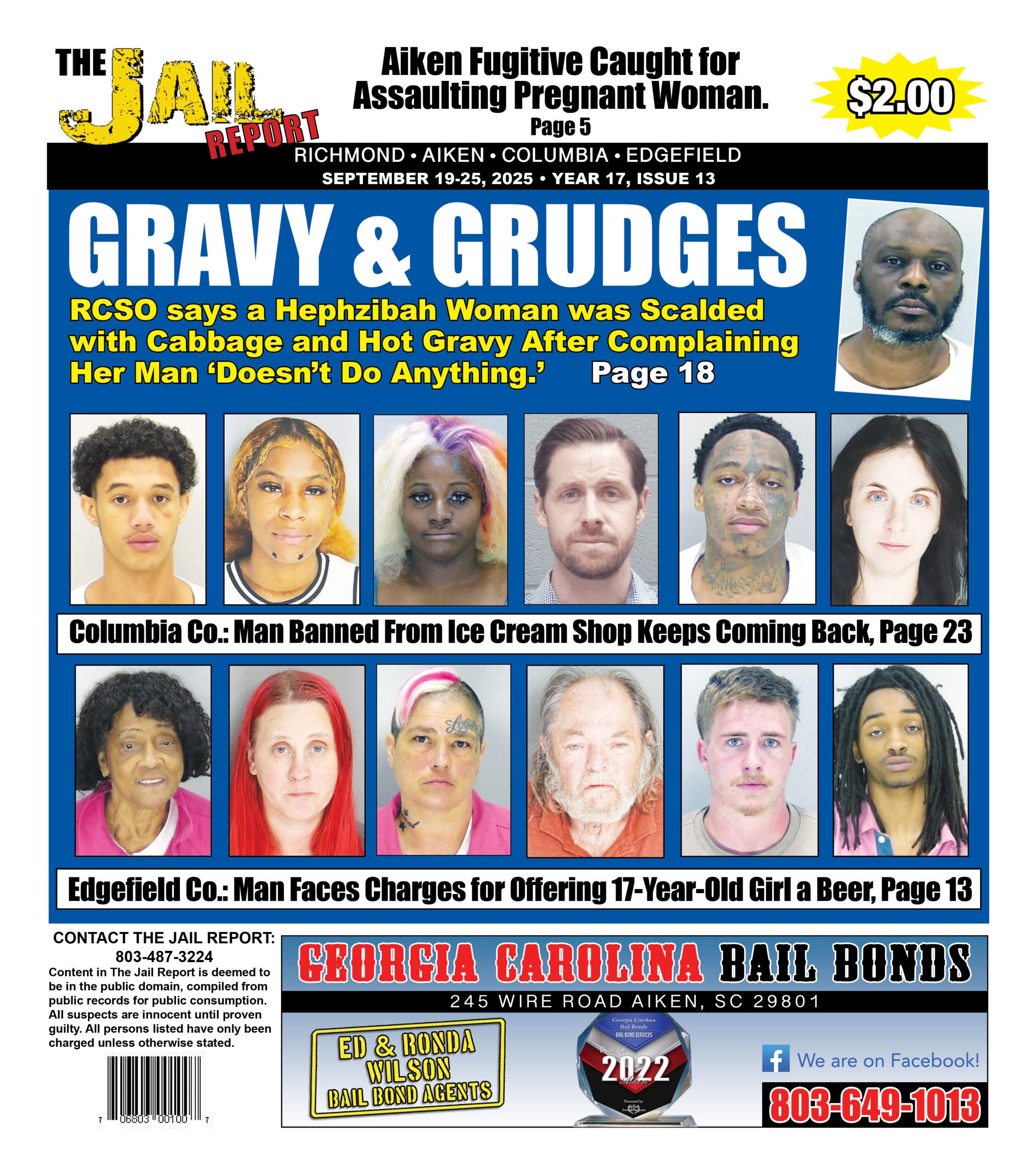 The front cover of the Jail Report for September 19th.