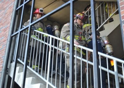 Columbia County Fire Rescue held a stair climb in remembrance of Sept. 11 on Thursday morning. Staff photo by Stephanie Hill