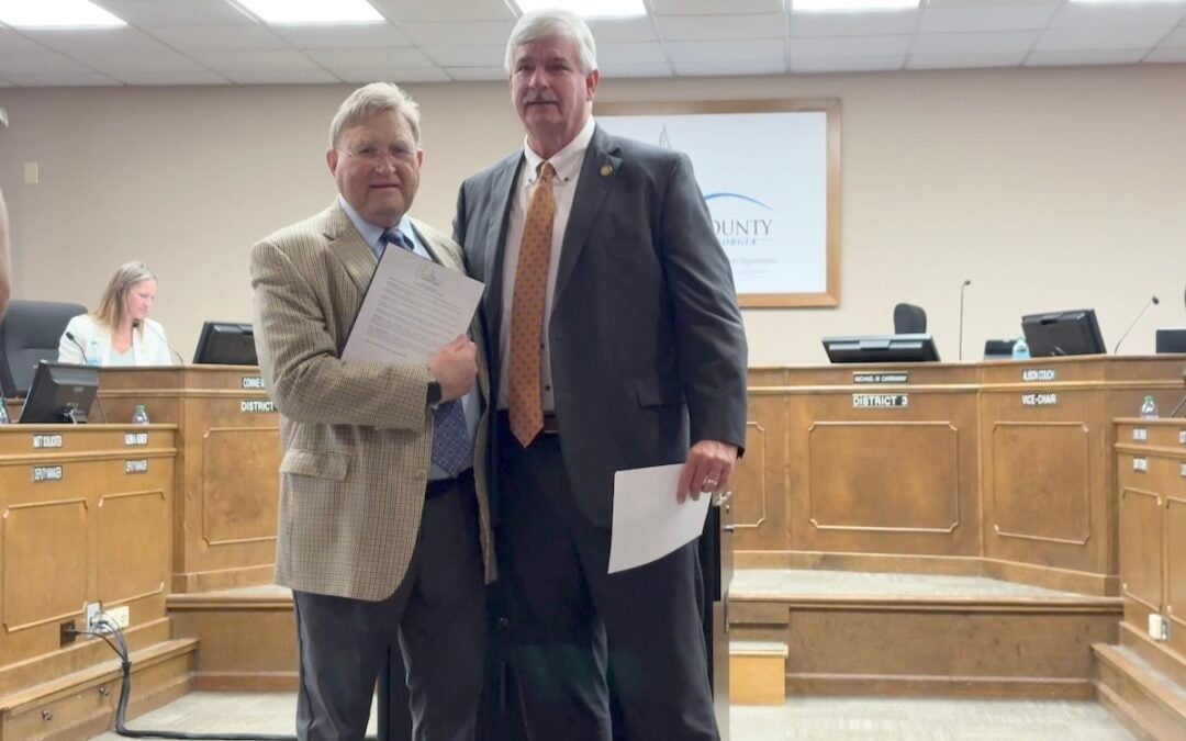 The Columbia County Board of Commissioners approved a proclamation declaring September 2025 as National Recovery Month. District 3 Commissioner Michael Carraway presented the proclamation to Judge Jim Blanchard during the meeting on Tuesday. Staff photo by Stephanie Hill