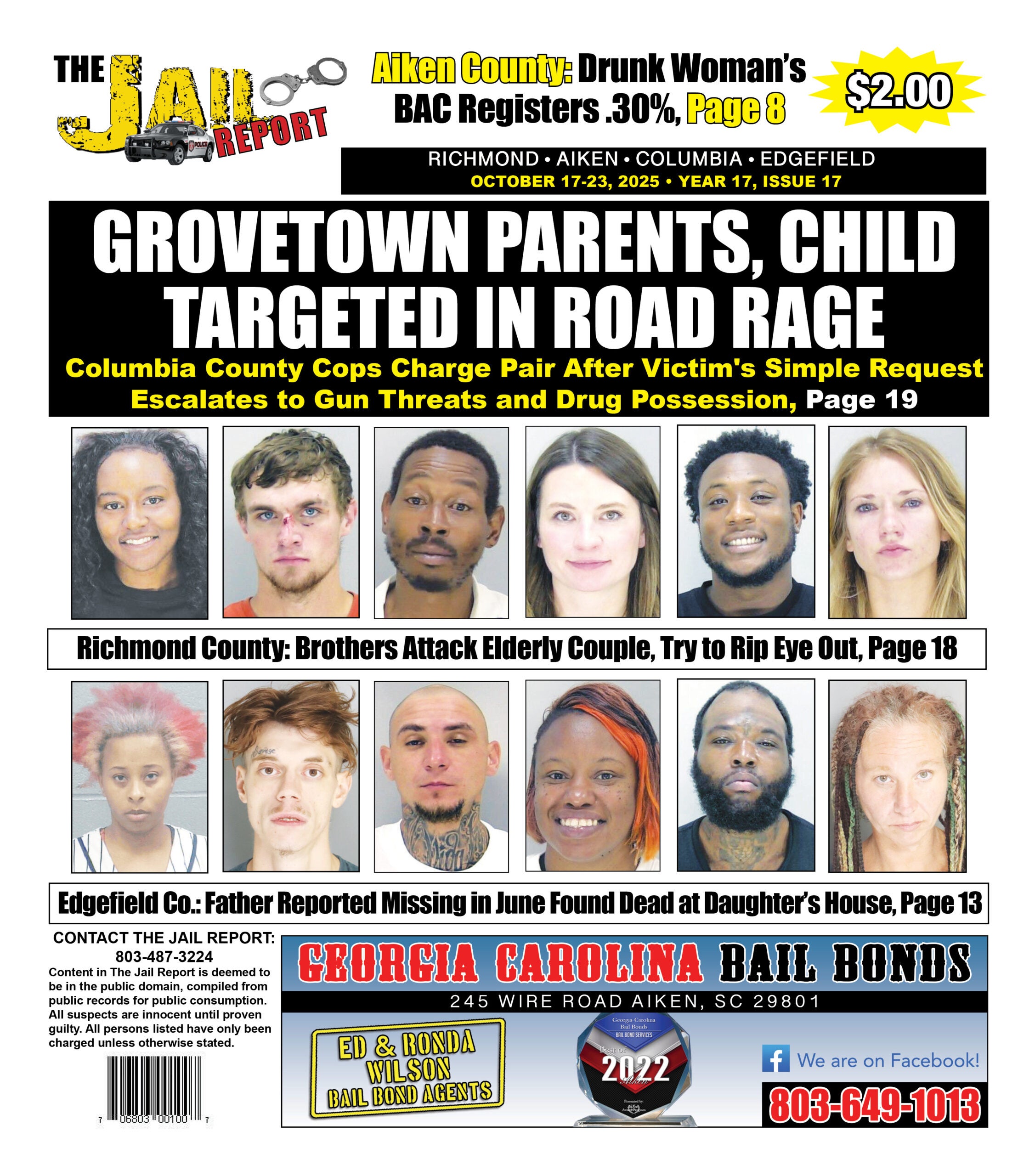Augusta 1717 Cover The front cover of the Jail Report for October 17th, 2025.