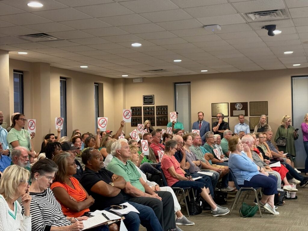 Opponents of the proposed data center in Appling came out to voice their opinion to the Columbia County Board of Commissioners on Tuesday, Oct. 7. Staff photo by Stephanie Hill