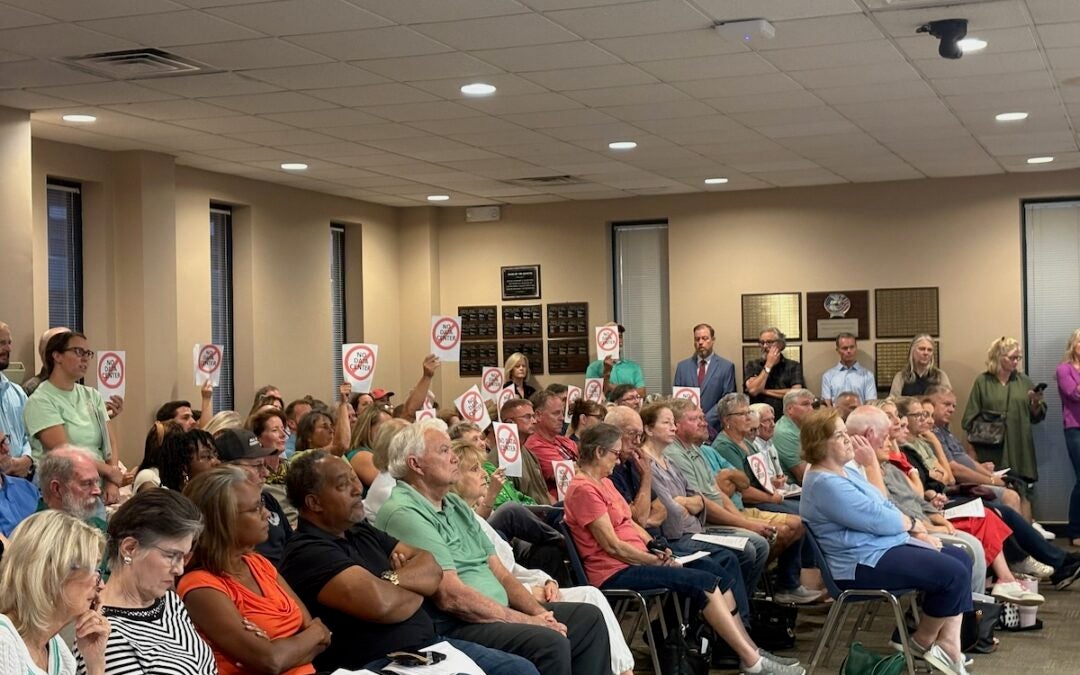 Opponents of the proposed data center in Appling came out to voice their opinion to the Columbia County Board of Commissioners on Tuesday, Oct. 7. Staff photo by Stephanie Hill