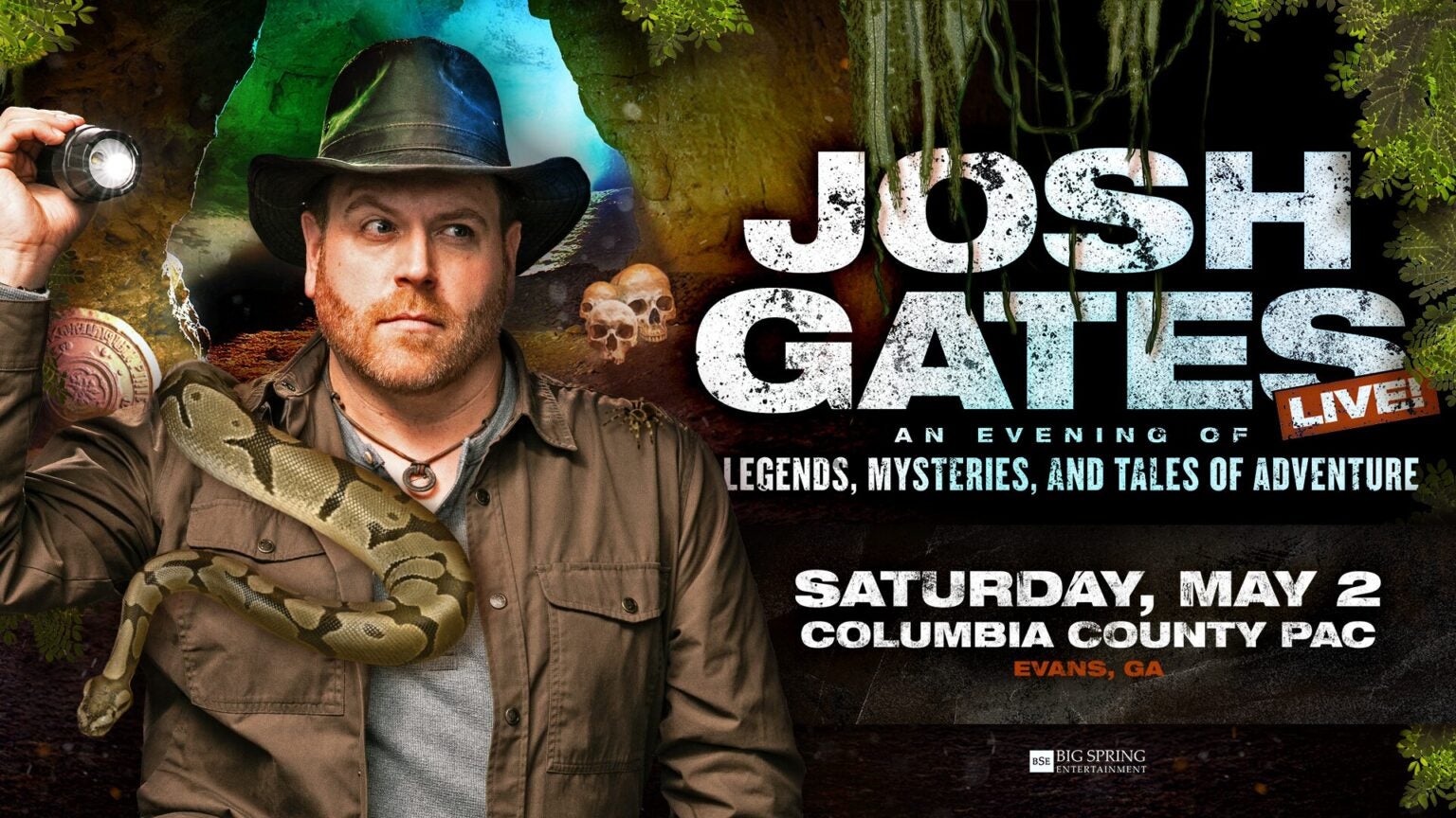 Josh Gates will be at the Columbia County Performing Arts Center on Saturday, May 2.