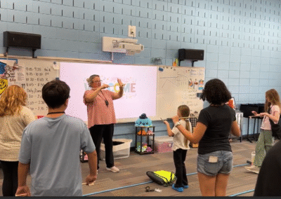 KimChavous Emphasizing the importance of bow control, CCSD Strings Academy Instructor Ms. Kim Chavous, leads teaches placement and movement of the player’s hand and wrist during the academy’s first beginner-level practice on Monday, October 6, 2025, at Brookwood Elementary School. Photo courtesy of Columbia County.