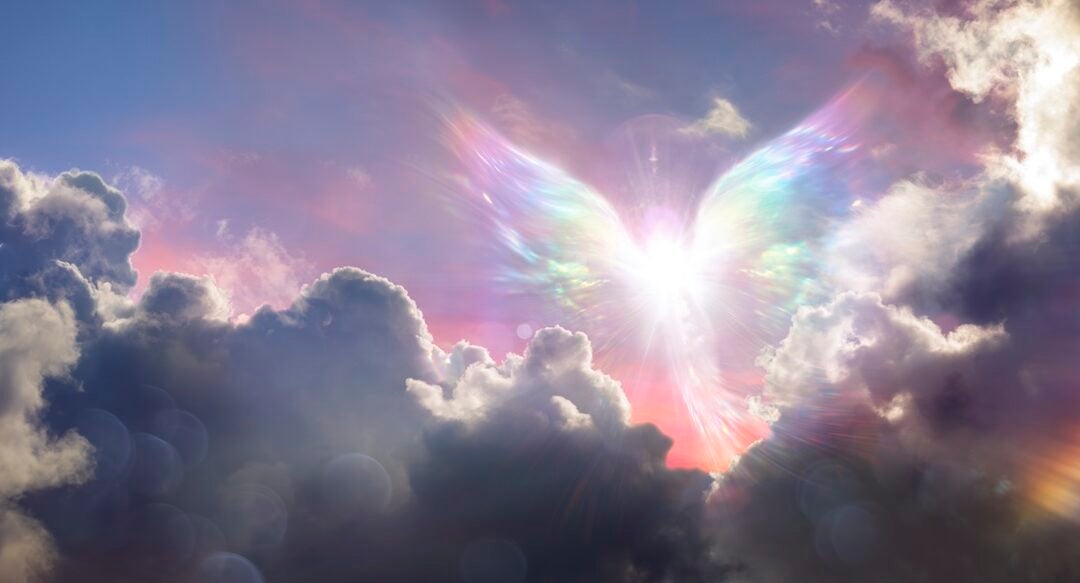 Angel Fly In Heaven Sky – Abstract Bright Wings In Clouds