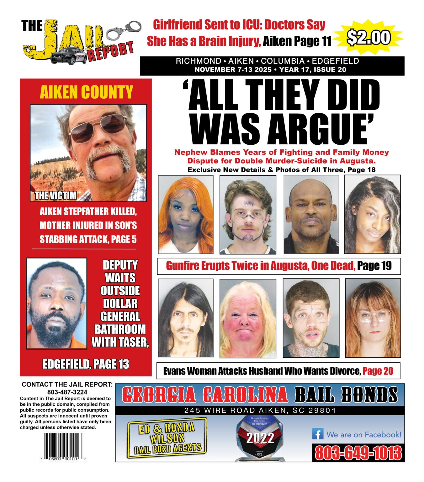 The front cover of the Jail Report for November 7th, 2025.