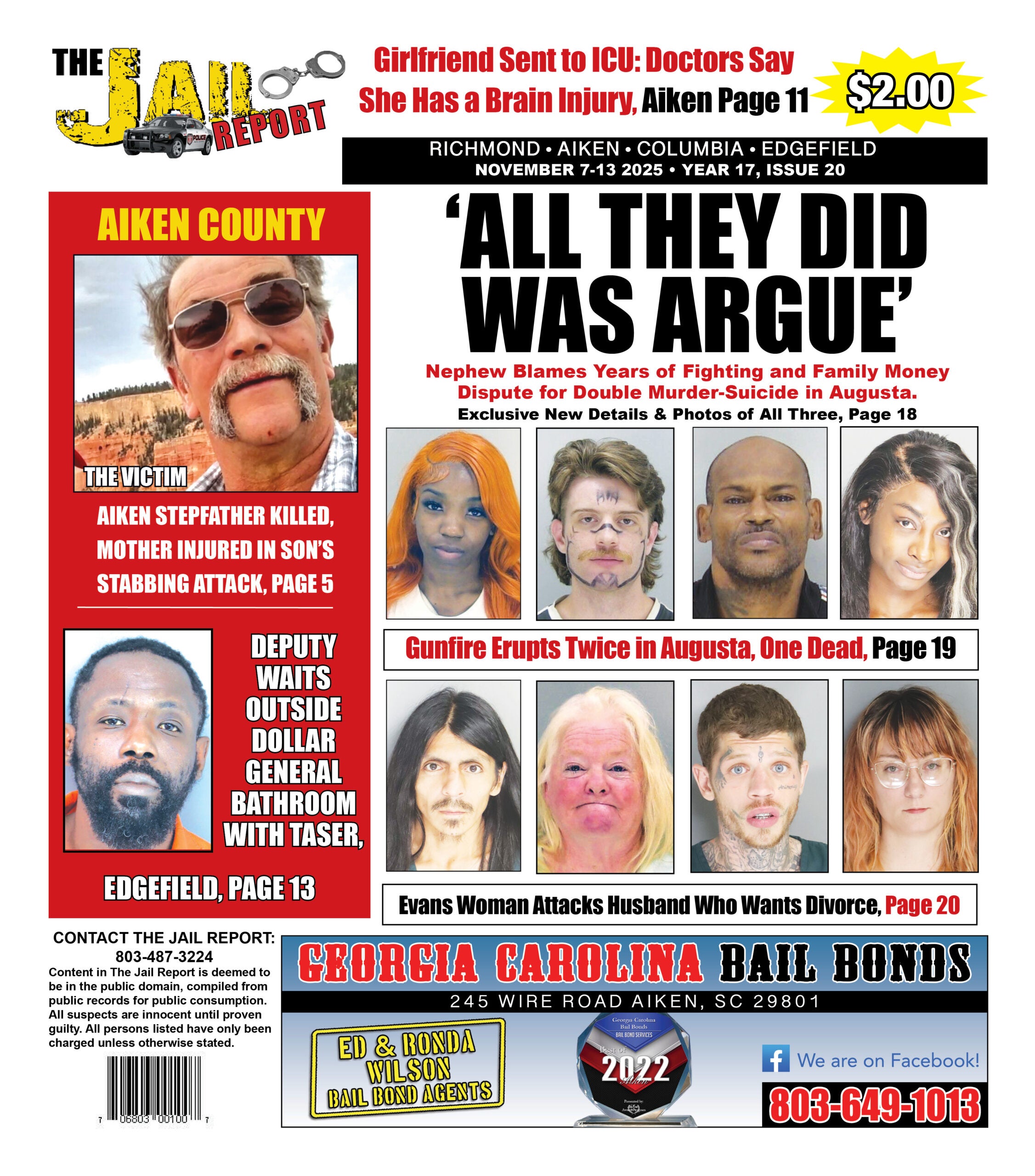 The front cover of the Jail Report for November 7th, 2025.