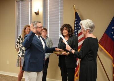Probate Court Judge Alice Padgett administered the oath of office to newly elected Columbia County District 2 Commissioner Jim Steed on Nov. 17. Photo courtesy Columbia County